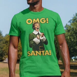 Elf Will Ferrell Comical OMG Santa Green M Christmas Holiday Graphic T-Shirt Y2K
